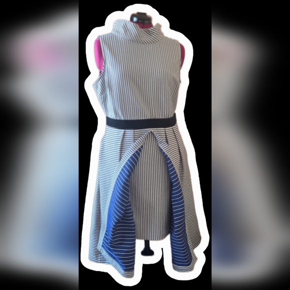 NY&co Chic Striped Black and White Midi Dress - Picture 3 of 7